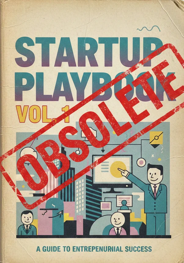 Startup Playbook Vol. 1 book cover stamped with 'OBSOLETE'