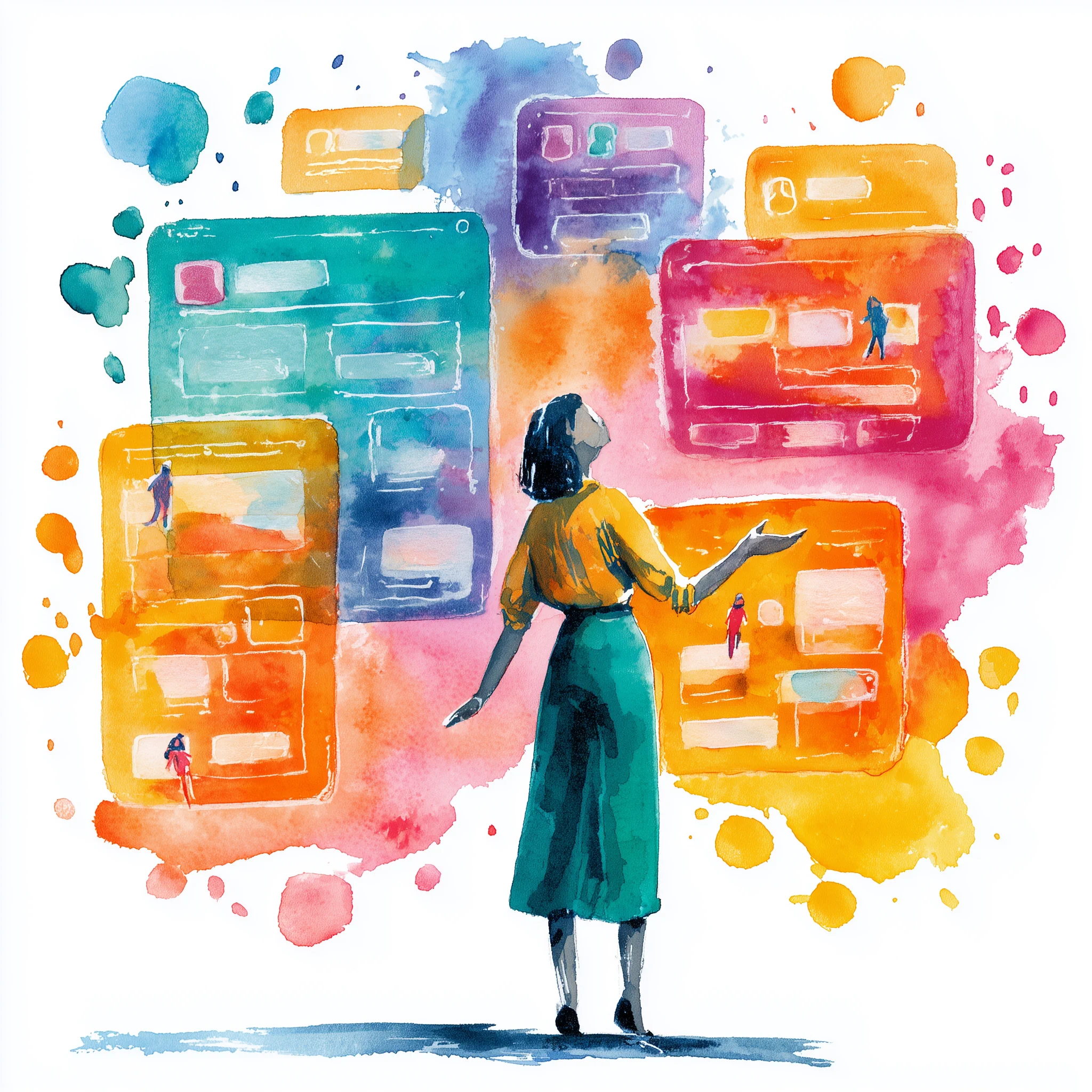 A person orchestrating multiple AI interfaces